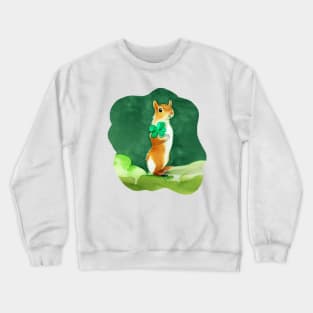 Green Clover Squirrel Saint Patrick's Day Crewneck Sweatshirt